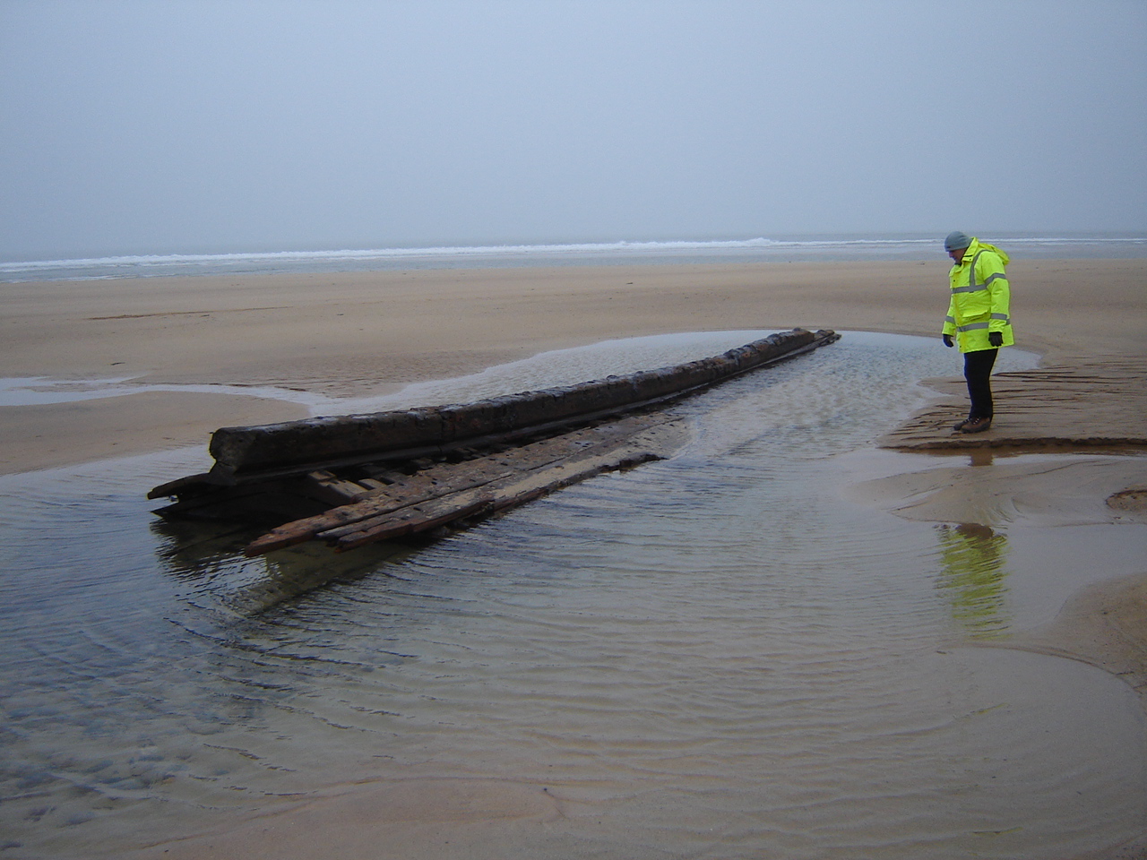 The Freshwater West Beach Wreck Viewed from Shoreward